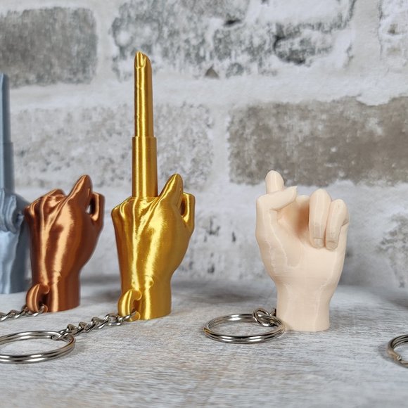 Collapsing Middle Finger Keychain | Fun Fidget Toy | Gag Gift | 3D Printed - Picture 3 of 7